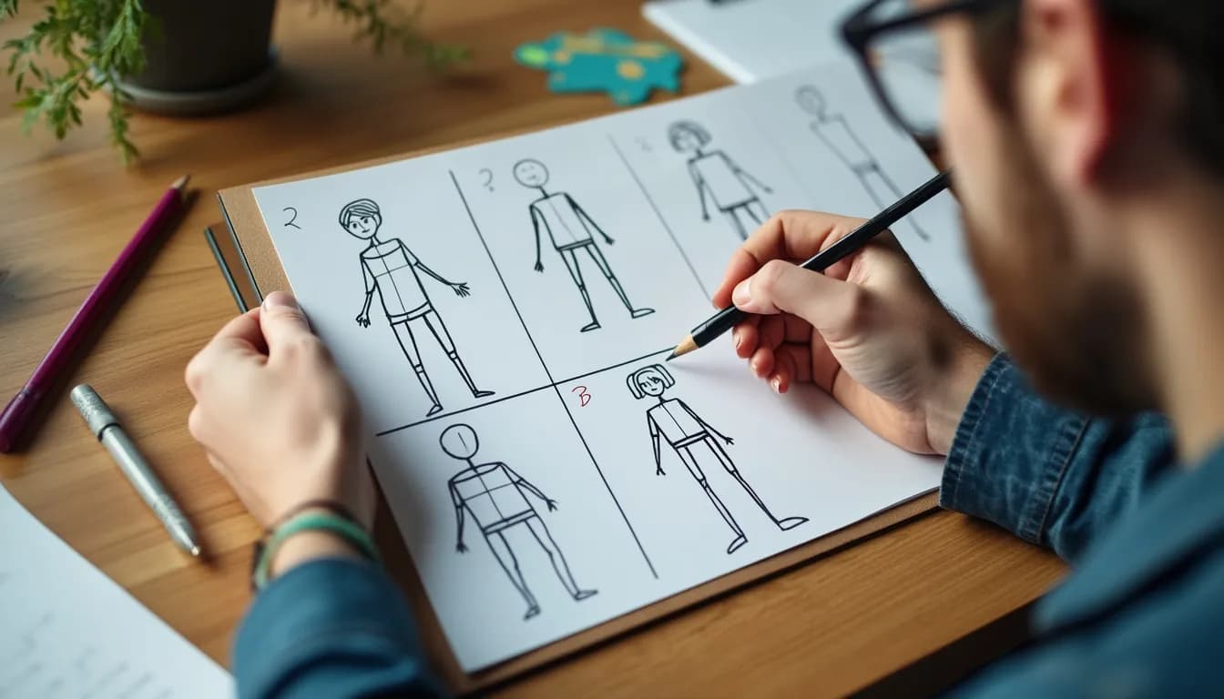 Illustration of a person experiencing difficulty with traditional storyboarding methods